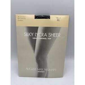 August Max Hosiery Silky Lycra Sheer Light Control Top Womens Size 3X Navy New